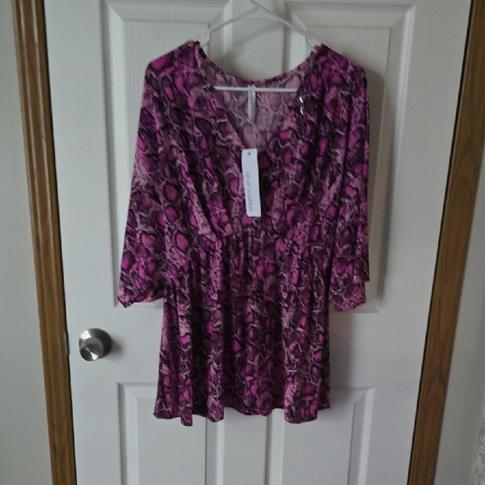 Scarlett Vibrant Pink and Black Blouse